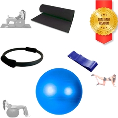 Bola 65cm De Pilates, Anel Tonificador standart, Tapete yoga pilates 1,20 E Faixa Mini Band média