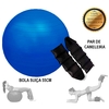 Kit Pilates Solo Par De Caneleira Tornozeleira Peso 3kg+ Bola Suíça 55cm