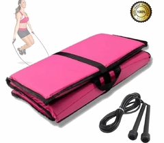 Colchonete De Ginástica Dobrável P/ Transporte + Corda Pvc + Caneleira 2 Kg + halter 2 kg - comprar online