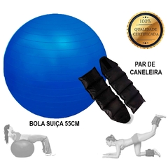 Kit Pilates Solo Par De Caneleira Tornozeleira Peso 2kg+ Bola Suíça 55cm