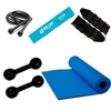 Kit caneleiras 3 kg + colchonete 1,20mt + halteres emborrachado 3 kg + Corda + mini band médio