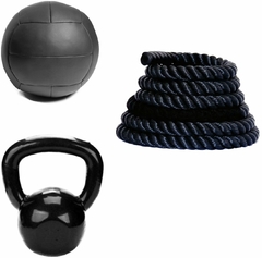 Kit Funcional - Kett 8 kg + Wall ball 4 kg + Corda naval