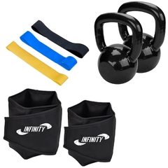 Kit treino funcional c/ Kit mini band+ caneleira+kettlebells