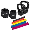 Kit treino funcional c/ Kit mini band 5 + caneleira+kettlebells