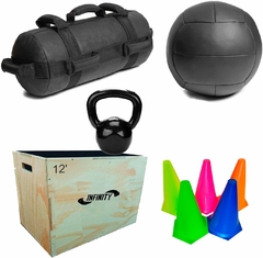 Kit Caixa + Wall Ball + Kettlebell + Power Bag