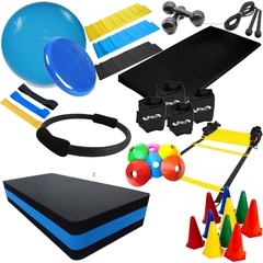 Kit Funcional Completo treino - Escada +Caneleiras+ Cones+ Pratos + step