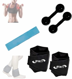 Kit Ginastica Tornozeleira 3kg, Halter 3kg, Mini Band Médio