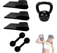 Kit Fortalecimento Halter 04kg+kettlebell 4 Kg+ 3 Colchonete