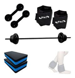 Kit Completo Pump C/barra E 30kg + Colchonete + Caneleira - 2X10KG + 2X5KG