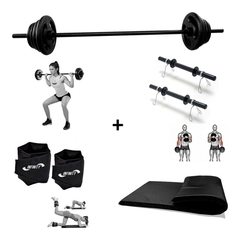 Kit Pump 10 Kg Anilhas + Barra 40 Cm+colchonete+caneleiras na internet