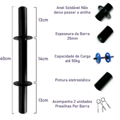 Caneleira Peso+ Barra Pump+ Anilha+ Halter 40cm+colchonete - loja online