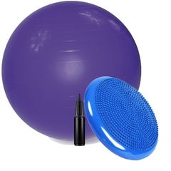 Kit Pilates - Bola De Pilates Para Yoga Abdominal Academia Funcional 65 Cm + Disco de Equilíbrio + Bomba