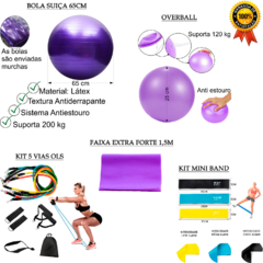 Kit Pilates Funcional - Bola + Faixa elástica + Mini Band na internet