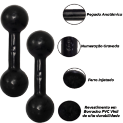 Kit Aeróbico Em Casa - Par Caneleira 5 Kg + Colchonete + Par Halter 3 kg + Kettlebell emborrachado 4 kg - loja online