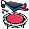 Kit Aeróbico Rosa para treino de Ginástica com Mini Jump + Caneleira rosa 5Kg+ Par Halter 4Kg + Kettlebel 6Kg + Step 60