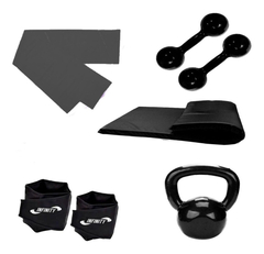 Kit Caneleira+ Halter + Colchonete + Kettlebell + Faixa