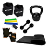 Kit Ginasticacolchonte+luva+halter+band+kettlebell