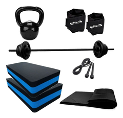 Kit Aeróbico Fitness Ginástica + Kit Pump 16kg - 2x5 + 2x3