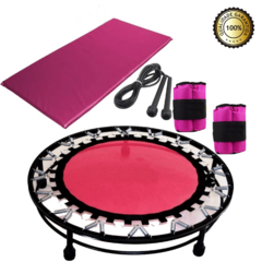 Kit Ginástica Rosa - Jump + Colchonete + Caneleira 5Kg