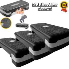 Kit 3 Step Polietileno Altura Ajustável Academia Exercícios - comprar online