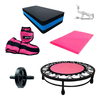 Kit Aeróbico Treino De Ginástica Com Mini Jump Rosa + Pesos