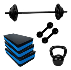 Kit Aeróbico Fitness Ginástica + Kit Barra 10kg