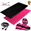 Kit Treino Colchonete Rosa e Preto + Corda + Caneleira 2 Kg