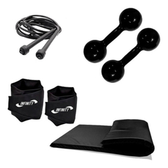 Kit Ginástica Fitness Caneleira + Colchonete +halter + Corda