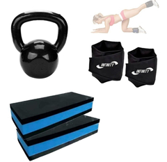 Kit Aeróbico Fitness 2 Steps +kettlebell 20 Kg+caneleira 5kg