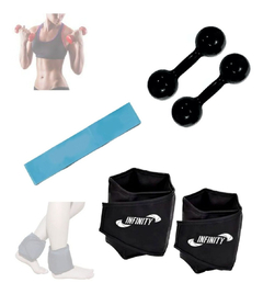 Kit Ginastica Tornozeleira 2kg, Halter 3kg, Mini Band Médio