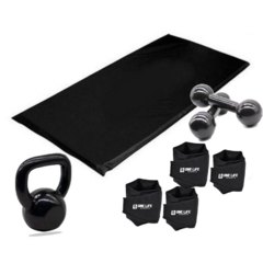 Colchonete + Caneleira 3Kg /2Kg + Halter 4kg+Kettlebell 10kg