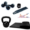 Kit Aeróbico Em Casa Caneleira 2 Kg + Colchonete + Halter 3 + Kettlebell emborrachado 4 kg