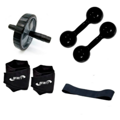 Kit Aeróbico Roda + Band Fitnes Halter + Caneleira