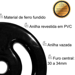 PAR ANILHA 15 KG EMBORRACHADA VAZADA PARA ACADEMIA PUMP - Cheers Fitness