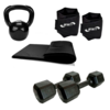 Kit Colchonete + Caneleira 5kg + Halter 04kg + Kettlebell