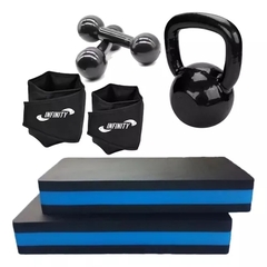 Kit 2 Step 60cm + Halter 5kg + Caneleira 5kg + Kettlebell 10