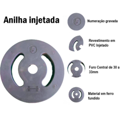 ANILHA INJETADA PESO DE 5KG PARA ACADEMIA PROFISSIONAL - comprar online