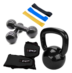 Kit Ginastica Colchonete + Kett + Caneleira + Band + Halter