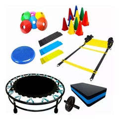 KIT FUNCIONAL MINI JUMP + STEP + KIT FAIXA + 27 ITENS TREINO