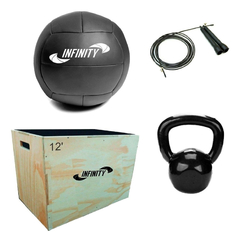 Kit Caixa + Wall Ball + Kettlebell + Corda