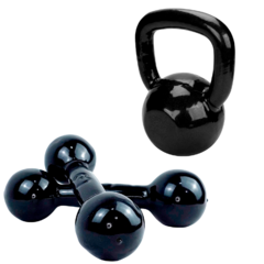 KIT TREINO AERÓBICO - KETTLEBELL 4KG + PAR HALTER 3KG