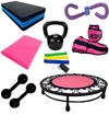 Kit Aeróbico Treino De Ginástica Jump Rosa + Pesos Academia