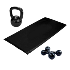 KIT FUNCIONAL COLCHONETE + PAR HALTER 4KG + KETTLEBELL 8KG