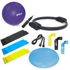 Kit Yoga Pilates C/ 11 Itens Bola Thera Band Mini Band Corda