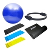 Kit Yoga Pilates Funcional Anel Tapete E Bola Suíça