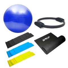 Kit Yoga Pilates Funcional Anel Tapete E Bola Suíça