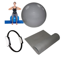 Kit Conforto Pilates Yoga C/ Bola Suiça 75cm + Anel +Tapete - comprar online