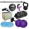 KIT AERÓBICO COM CAIXA DE SALTO + POWER BAG 10KG + 11 ITENS