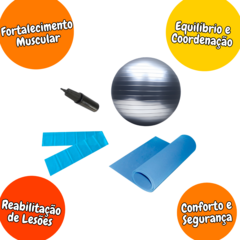 Kit Pilates Tapete 1,20mt + Faixa + Bomba + Bola Suiça 75 - comprar online