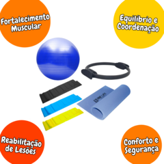 Kit Yoga Pilates Funcional Anel Tapete E Bola Suíça - cheers Fitness